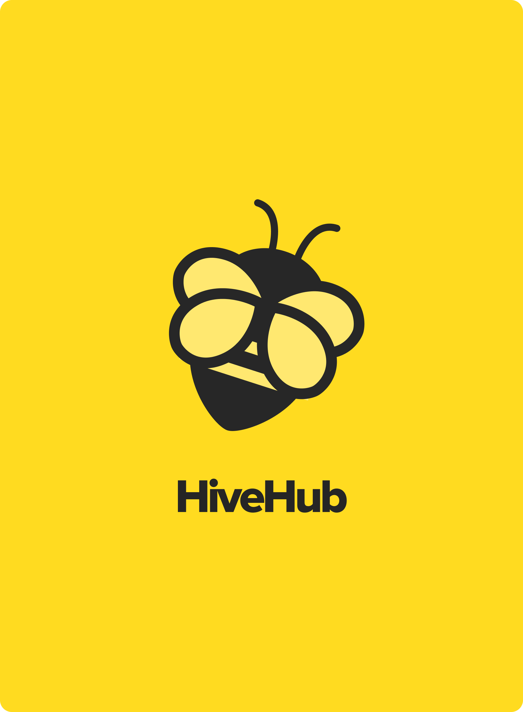 HiveHub logo on yellow background